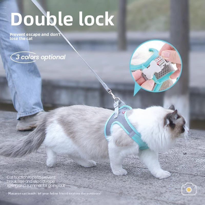 Breathable vest harness for cats and small dogs, ideal for everyday use
