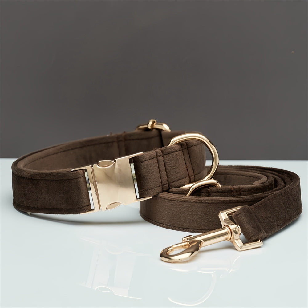 Soft velvet dog collar with metal buckle, available from Pet Royale UK