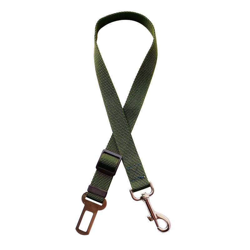 Pet car seat belt safety lead in blue with metal clip