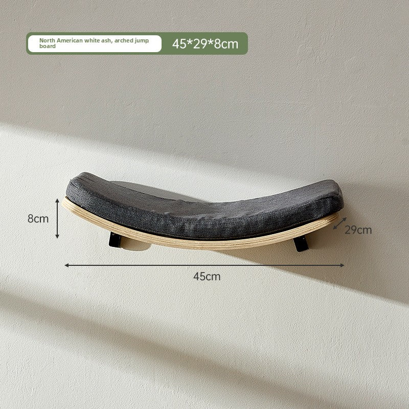 Solid wood wall-mounted cat furniture in Curved Springboard, Beeswax White