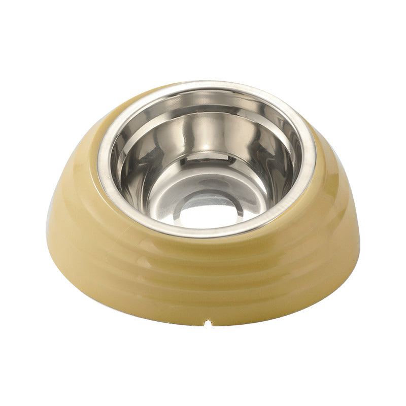 Slanted pet food bowl with stainless steel insert in light green, view 7
