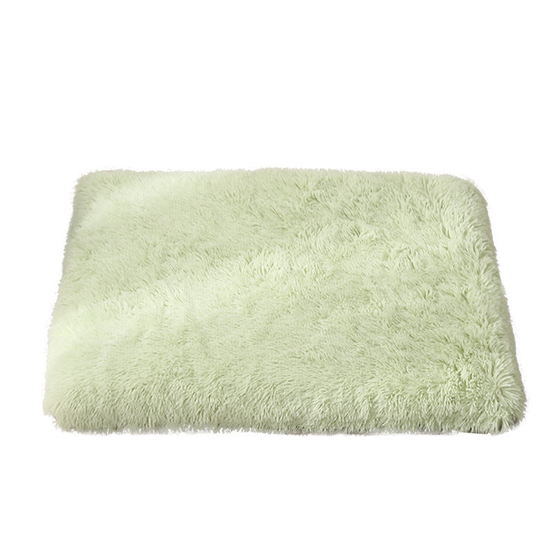 Plush pet mattress with removable washable cover in Apple Green, photo from another angle