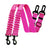 Colourful nylon car restraint leads for dogs shown in nine colours