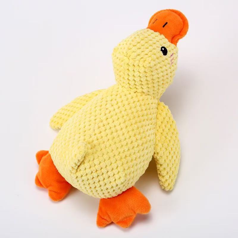 Squeaky plush dog toy in duck and elephant designs, view 7