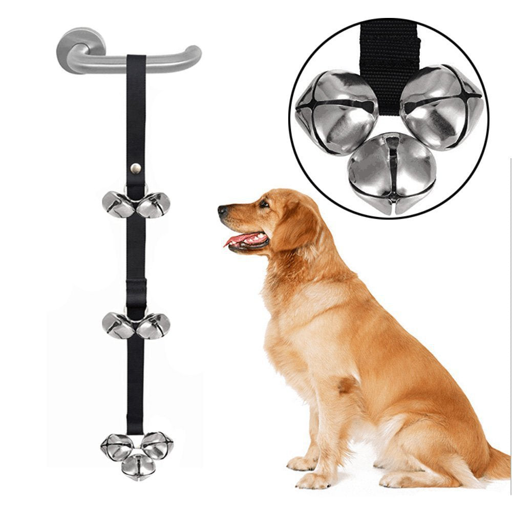 Dog potty training door bells on black nylon rope