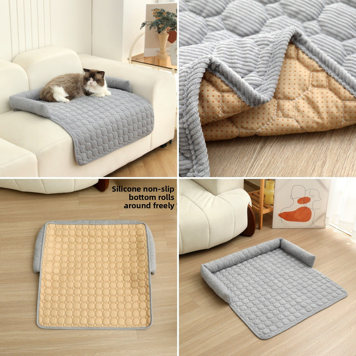 Corduroy pet sofa cushion for dogs and cats, alternative angle view