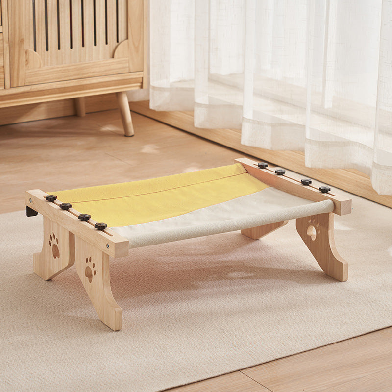 Solid wood cat hammock bed with soft grey cushion, product image 11