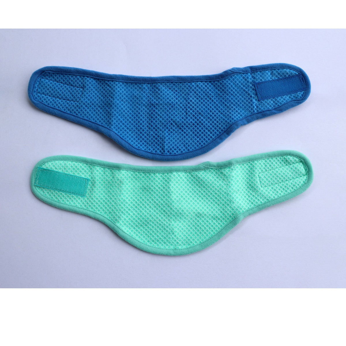 Dog wearing a two tone cooling bandana in sky blue