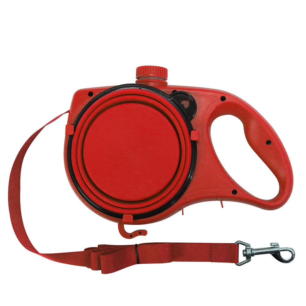 Dog lead with water bottle and food bowl, ideal for long walks and hikes