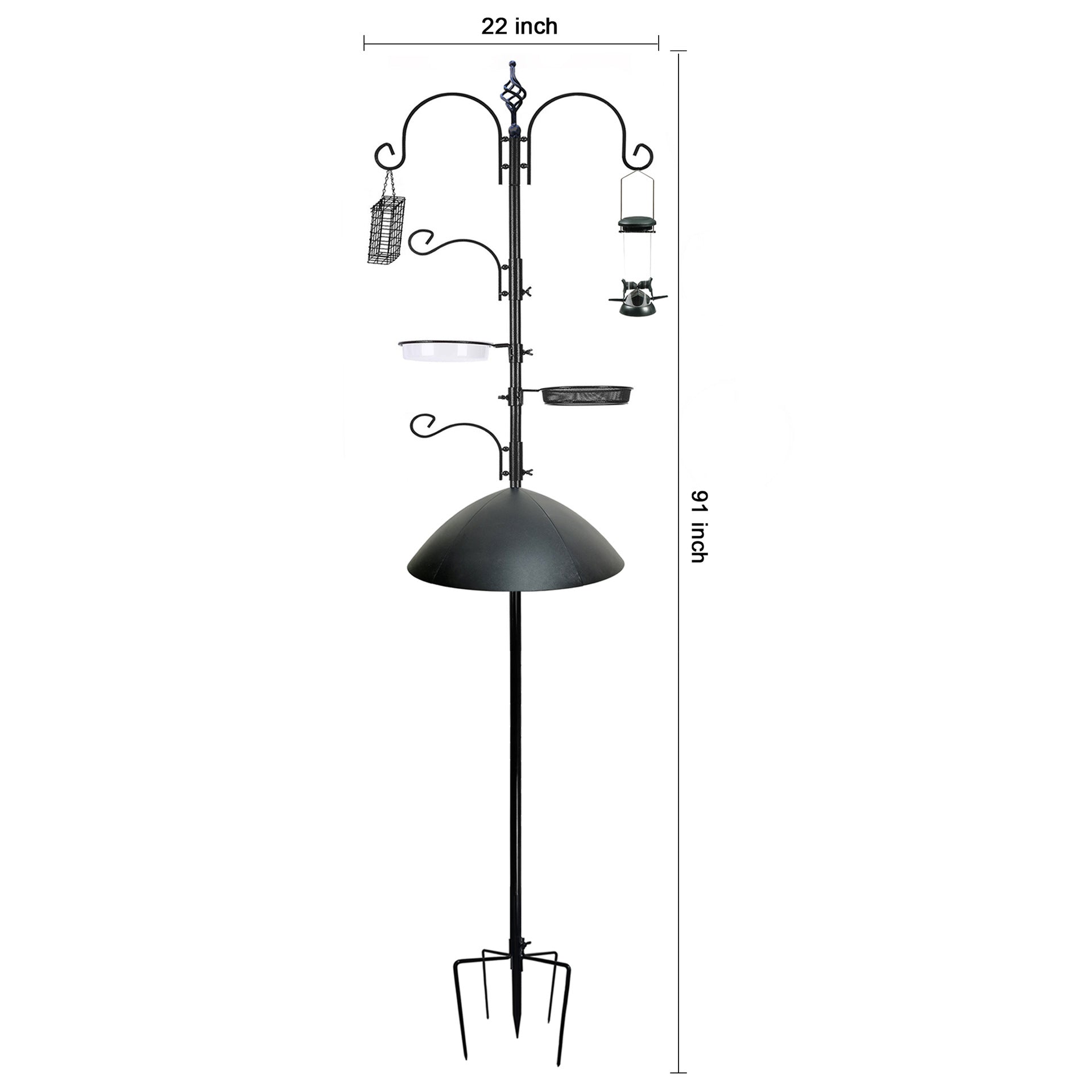 Garden bird feeding station attachments with tube feeder and tray, view 7