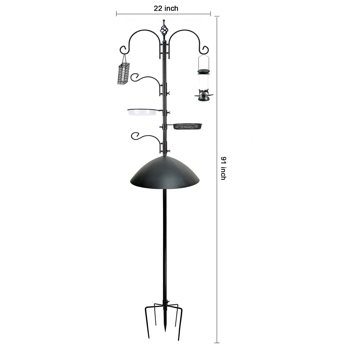 Garden bird feeding station attachments with tube feeder and tray, view 7