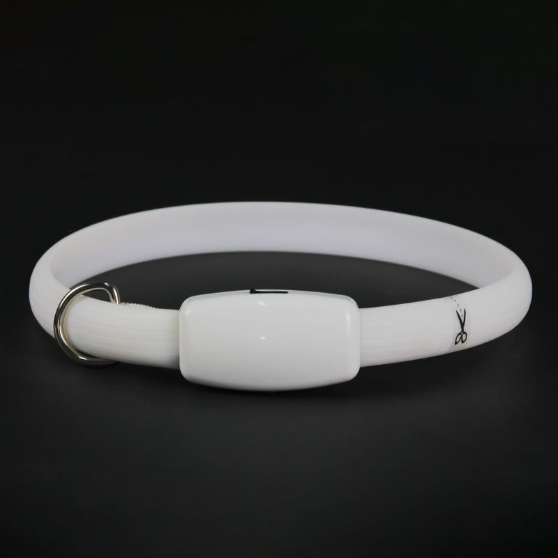 Rechargeable LED pet safety collar with milky white glow, product image 6