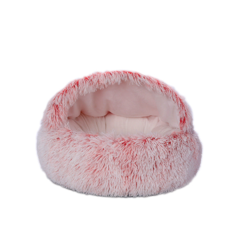 Crystal plush shell cat bed, soft semi enclosed nest, view 5