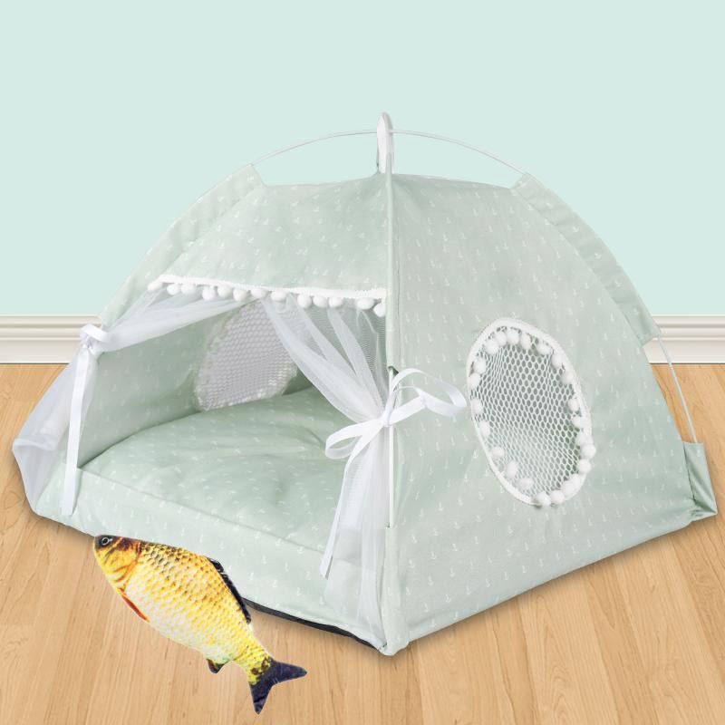 Pink enclosed cat tent bed with soft lining, view 34