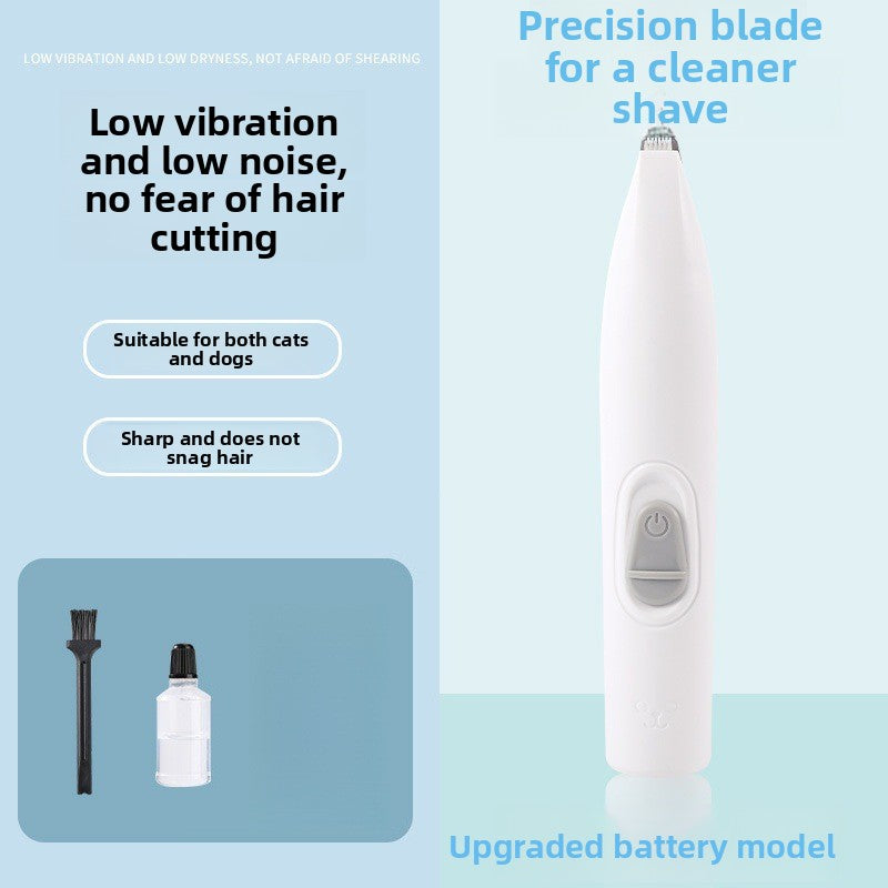 Silent Mini Paw Hair Trimmer, Battery or USB LED Models for Pets