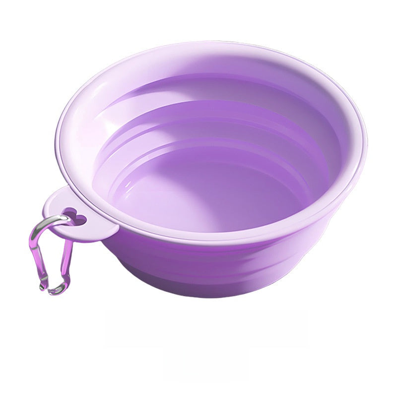 Collapsible pet travel bowl with clip in Macaron Blue, material detail