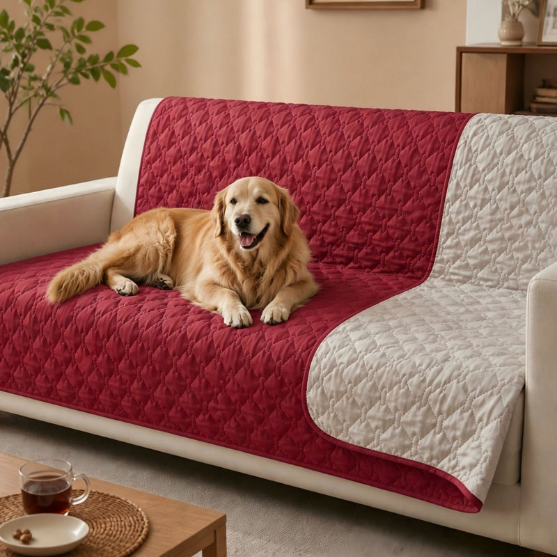Waterproof pet sofa cover and protector in Khaki, product overview photo