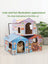 Cardboard cat scratcher house with a cafe themed design