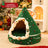 Christmas tree shaped plush cat bed with fleece lining, product image 7