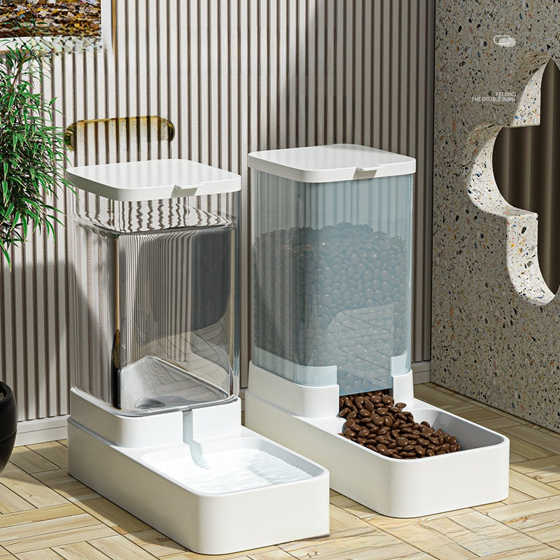 Automatic Pet Feeder and Water Dispenser Combination Set with Filtration, 1.3kg or 2.1kg