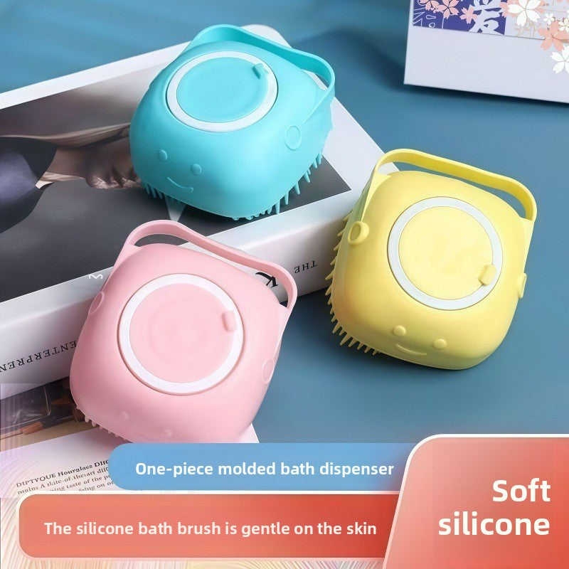Refillable Shampoo Bath Brush for Dogs and Cats, Soft Silicone