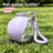 Foldable pet water bottle with ball outlet in Pink, showing size and shape