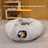 Navy and white striped foldable plush cat tunnel nest, view 1