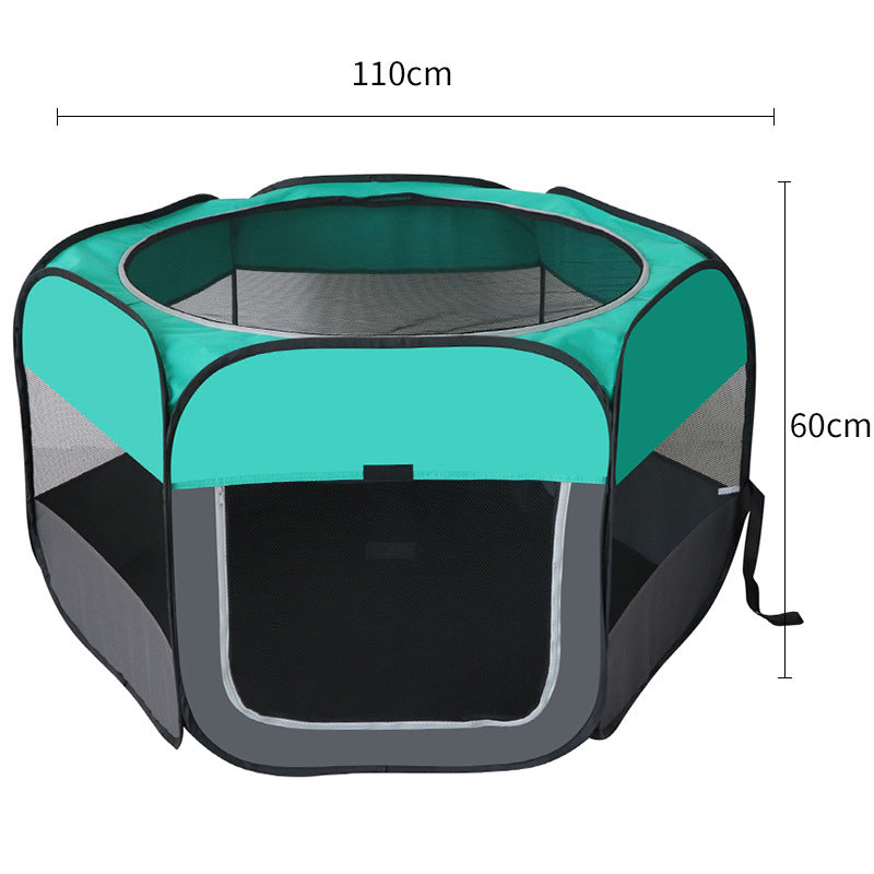 Light blue foldable octagonal pet playpen tent with carry bag, photo 13