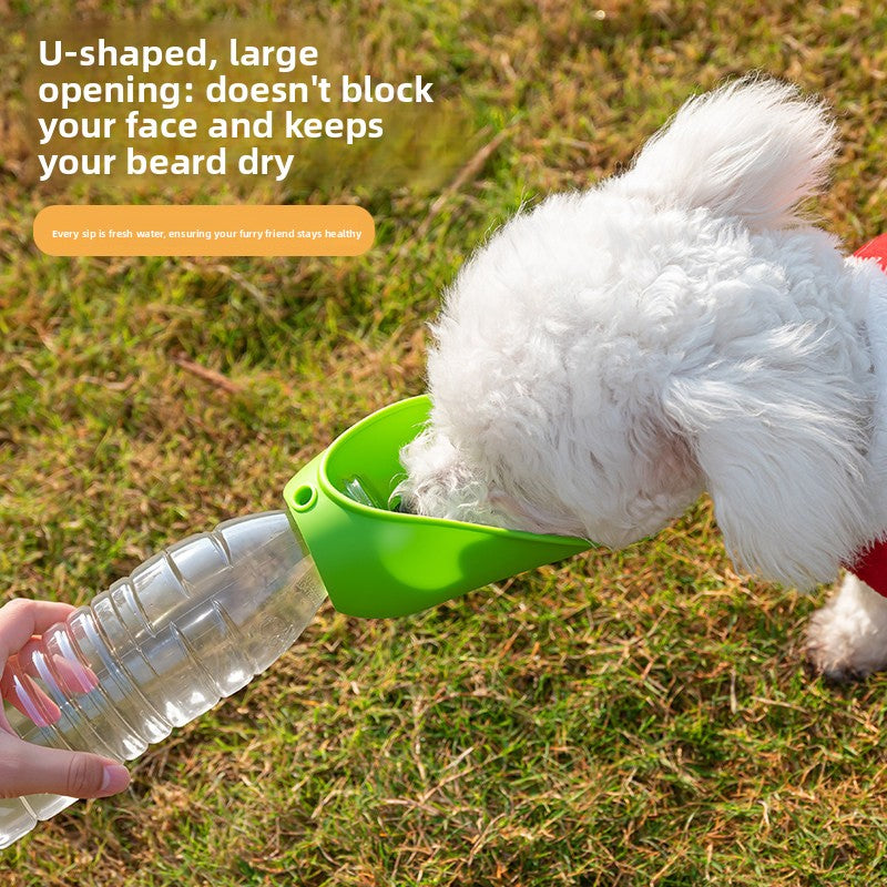 Foldable Silicone Travel Water Cup for Pets and People That Attaches to Water Bottles