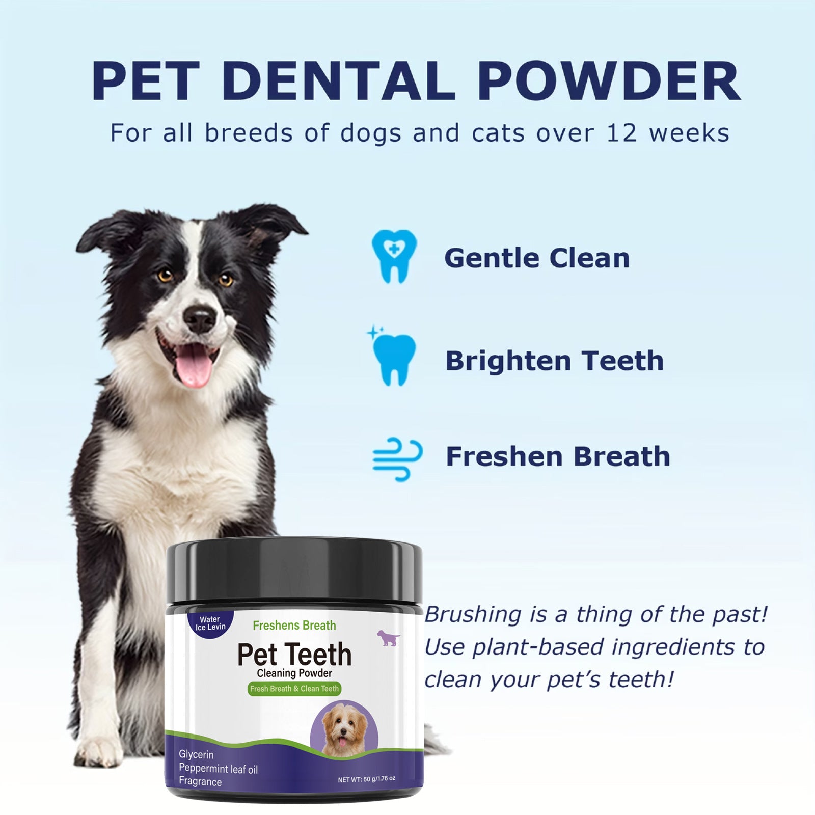 Dog Tartar Removal Powder, Easy Daily Teeth Cleaning