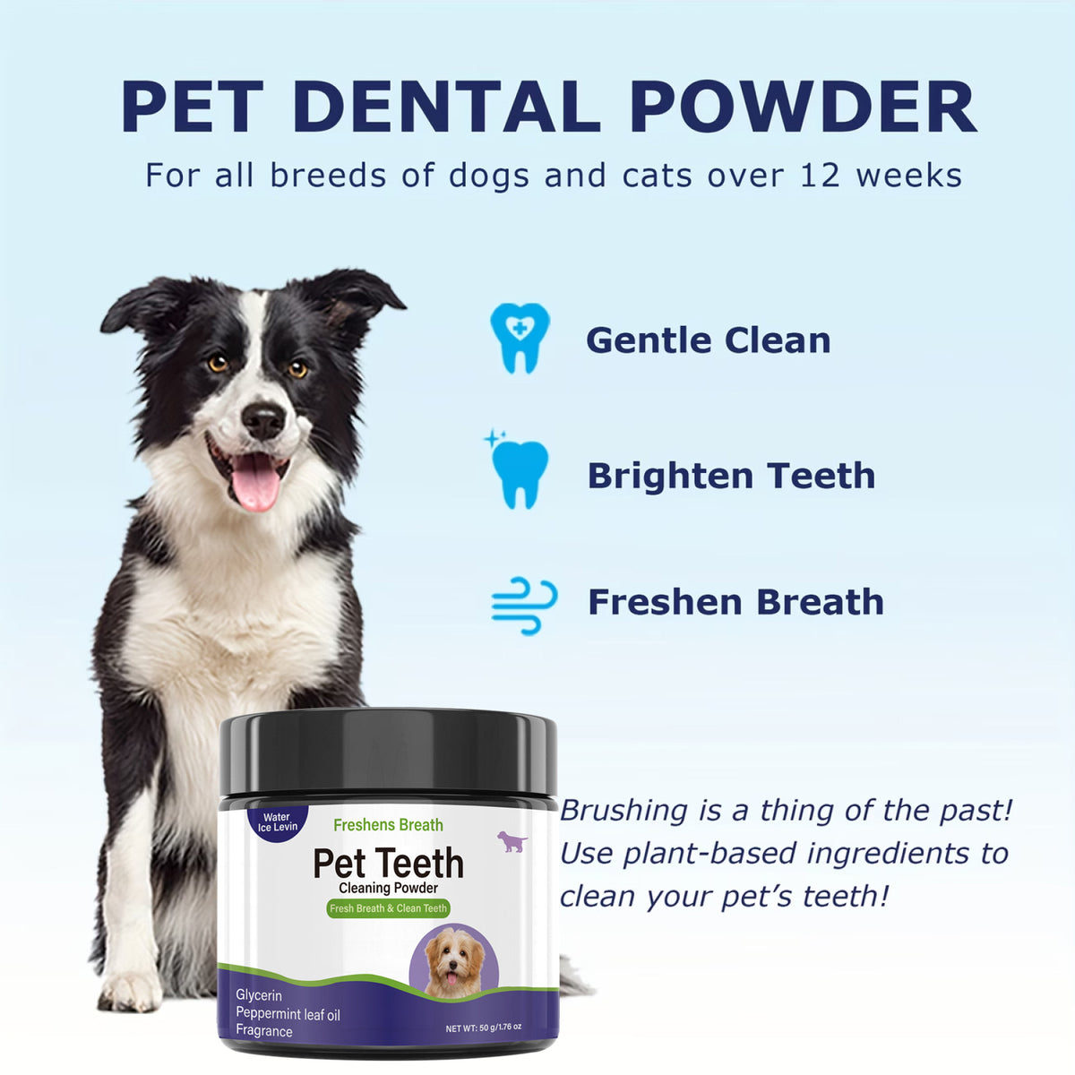 Dog Tartar Removal Powder, Easy Daily Teeth Cleaning