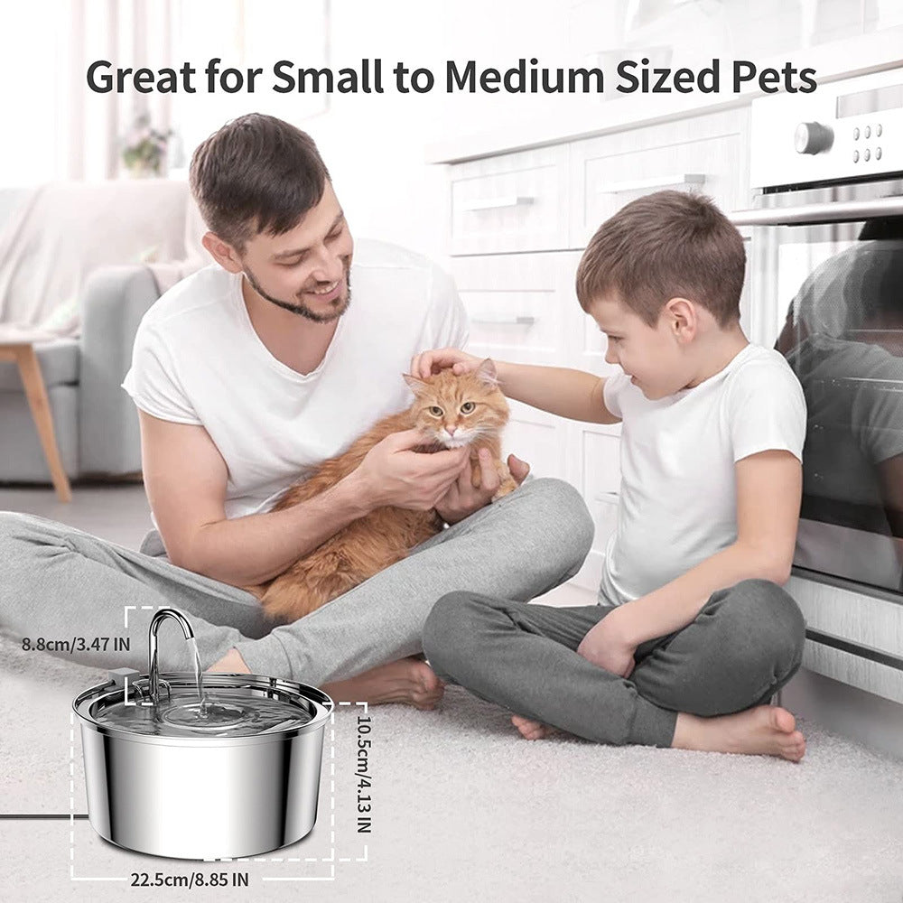 3.2L Stainless Steel Automatic Pet Water Fountain with Multiple Spout Styles