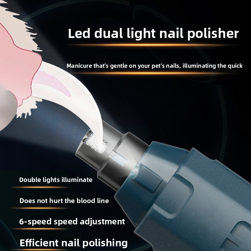 Quiet Rechargeable Pet Nail Grinder with LED Light, 6 Speeds