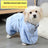 Thick microfibre dog bathrobe with full coverage in Purple, close-up detail