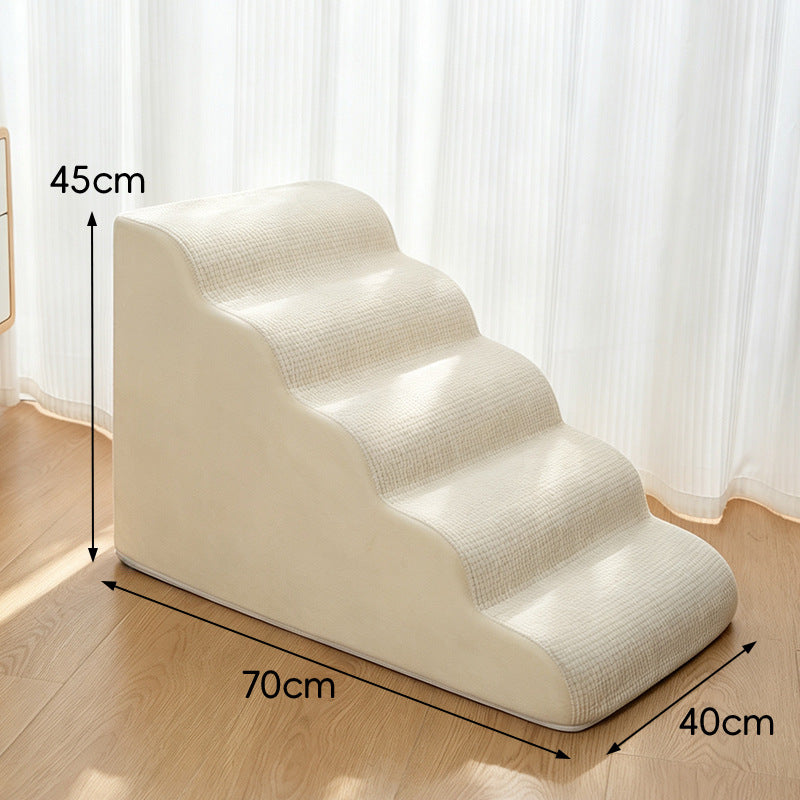 Non-slip foam pet stairs with washable cover, detail and texture view