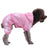 Fleece four-leg dog jumpsuit with button front in Dark Blue, close-up detail