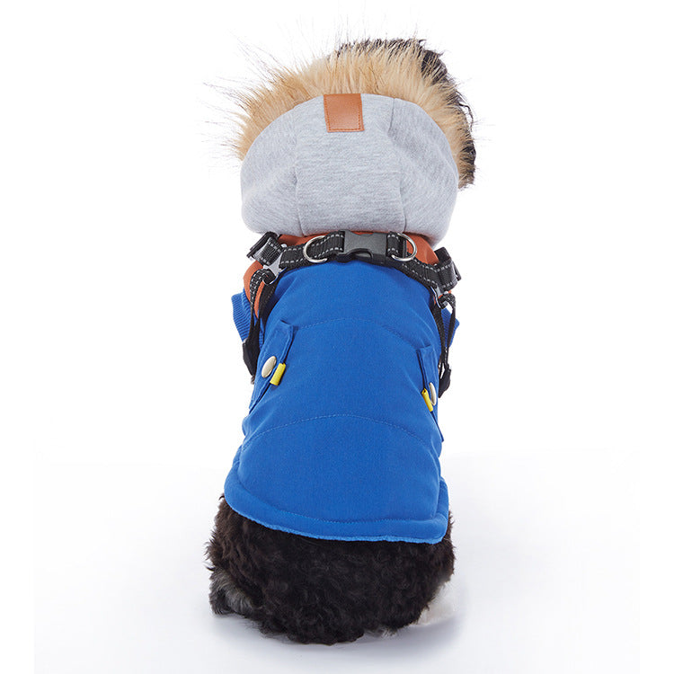 Reflective waterproof dog coat with lamb fleece lining in Black Style B, top view