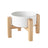 Elevated Ceramic Pet Feeding Bowl with Bamboo Stand, Anti-Spill Base in Five Colours