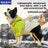 Dog wearing a misty grey blue hooded waterproof jacket
