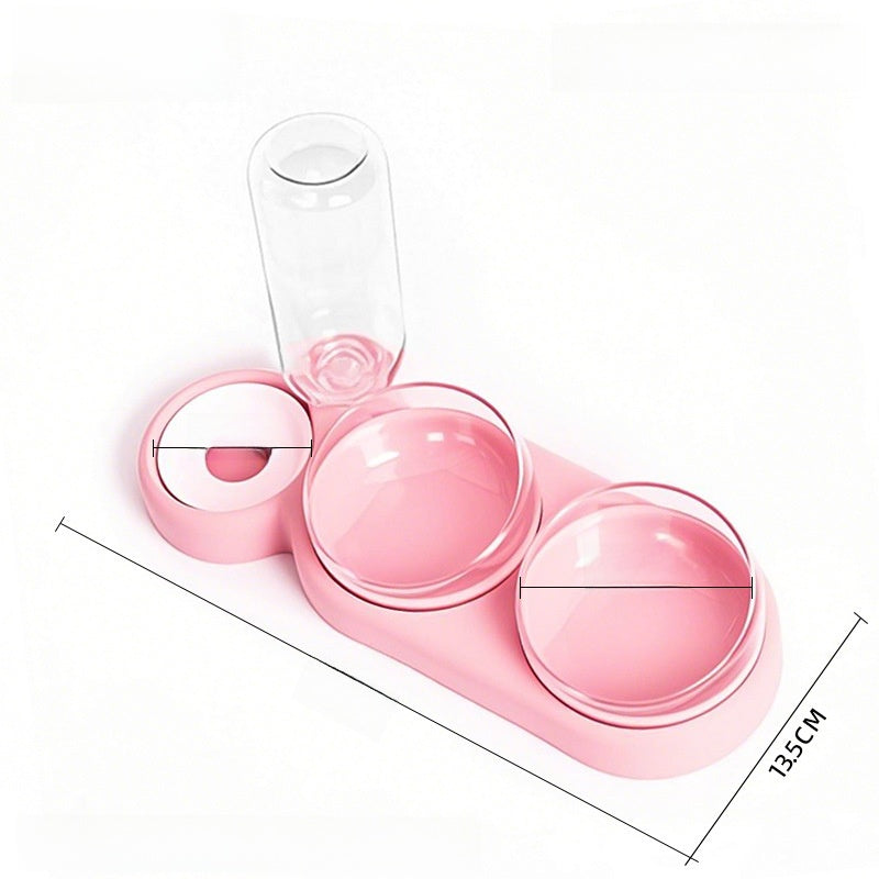 Anti-Knock Double Bowl Cat Food and Water Dish in Durable PP and PC Material