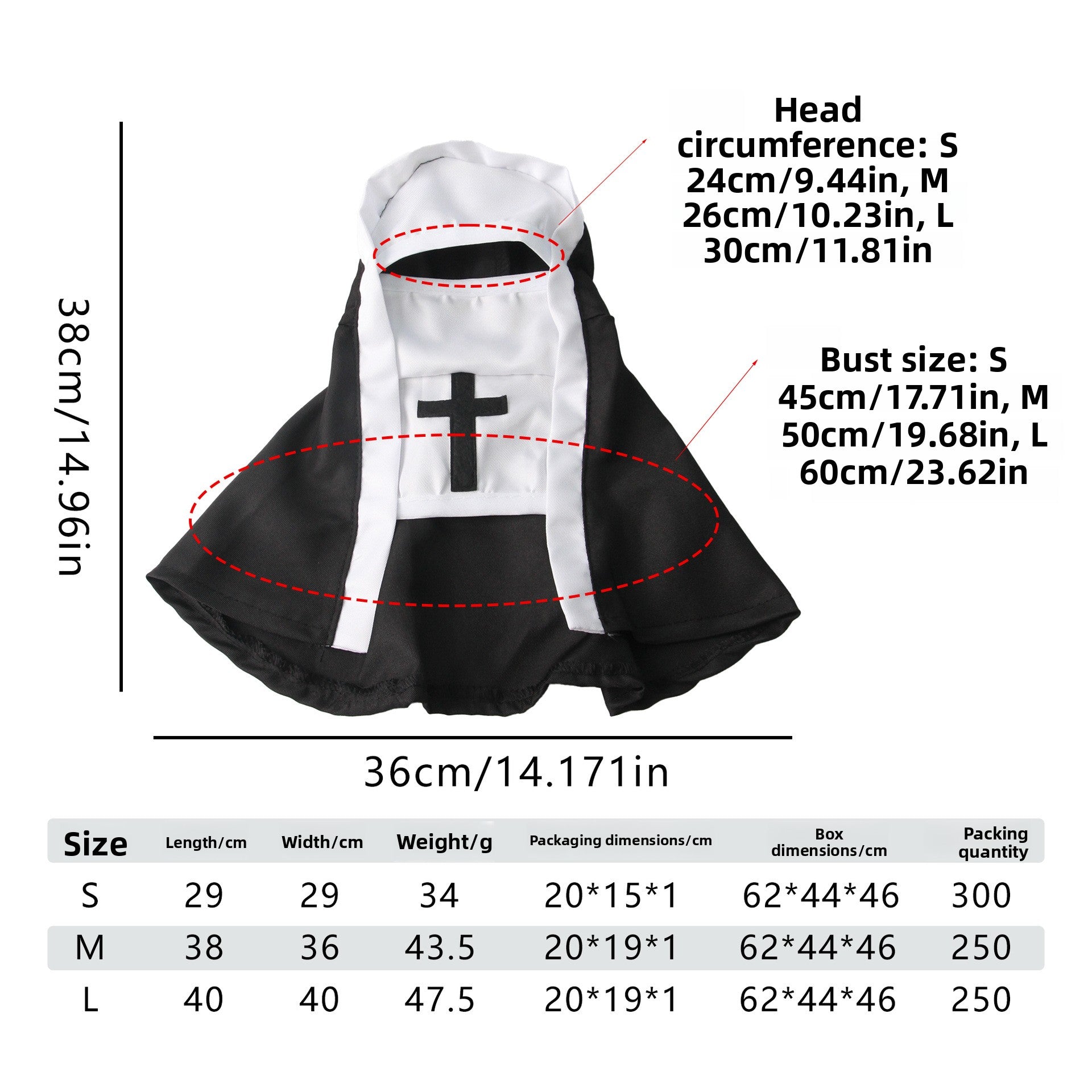 Nun costume T-shirt for cats and small dogs
