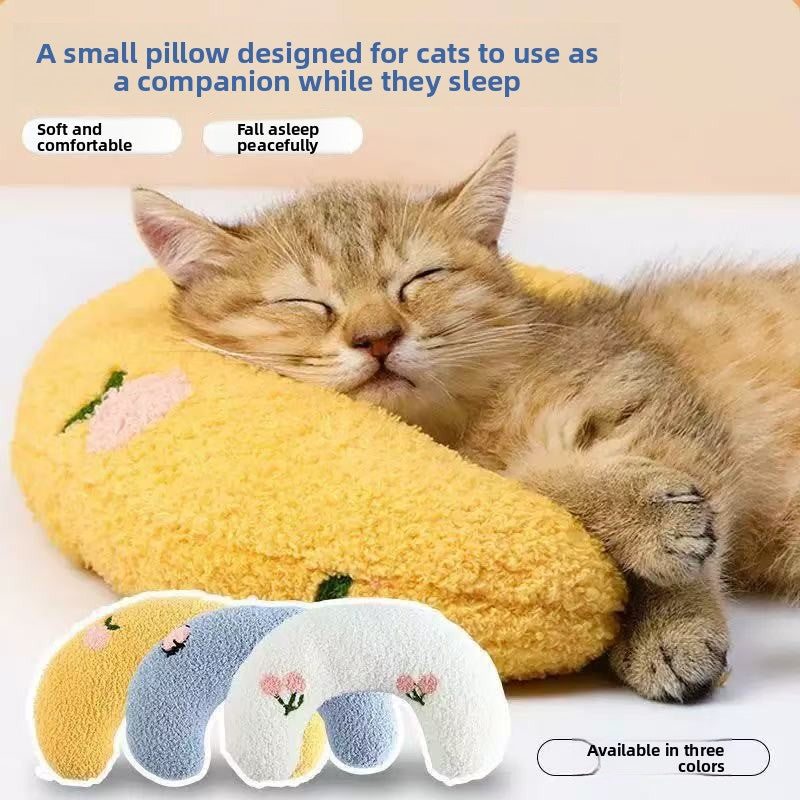 Soft U-shaped cotton linen pet pillow, product image 1