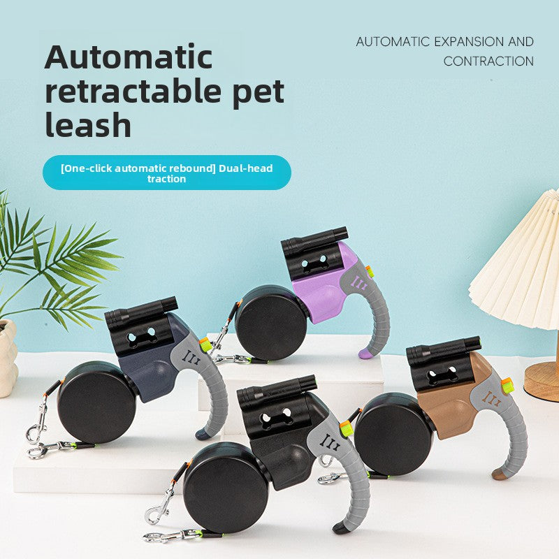Retractable double dog lead with LED light in 4 colour options