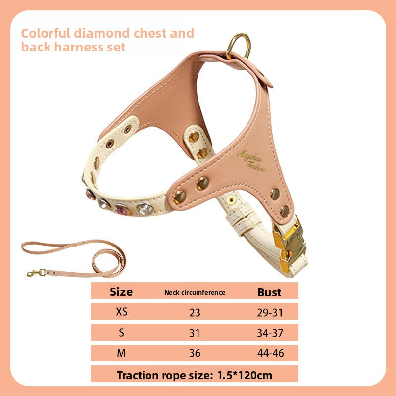 PU leather small dog harness and lead set, 3 sizes available
