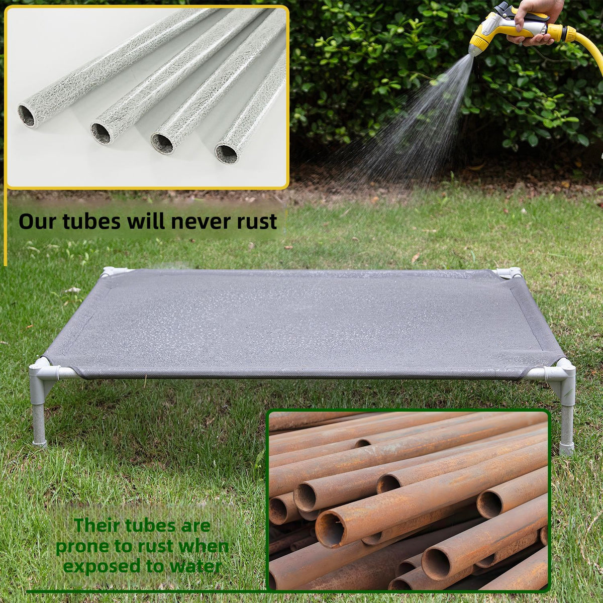 Raised breathable dog bed with rust-proof frame, detail photo 3