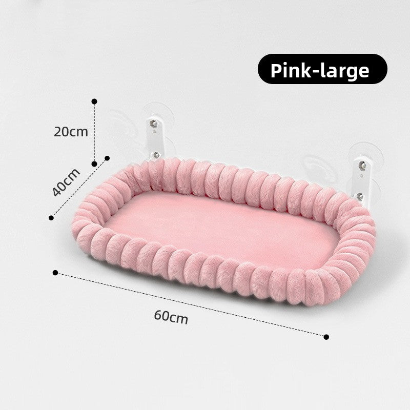 Foldable plush cat window bed with suction cups and frame, view 6 of 6