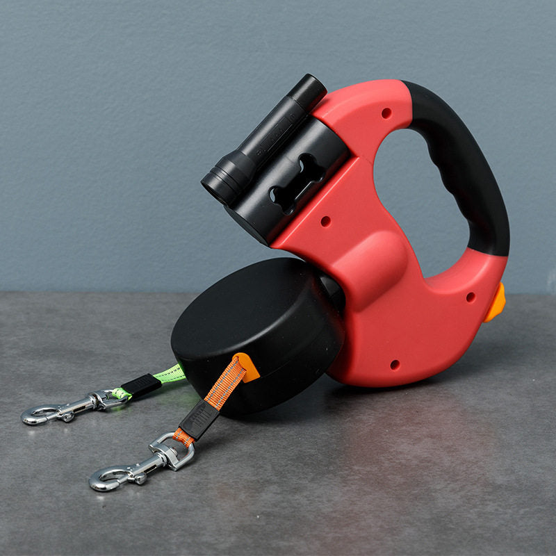 Double ended retractable dog lead for walking two small dogs