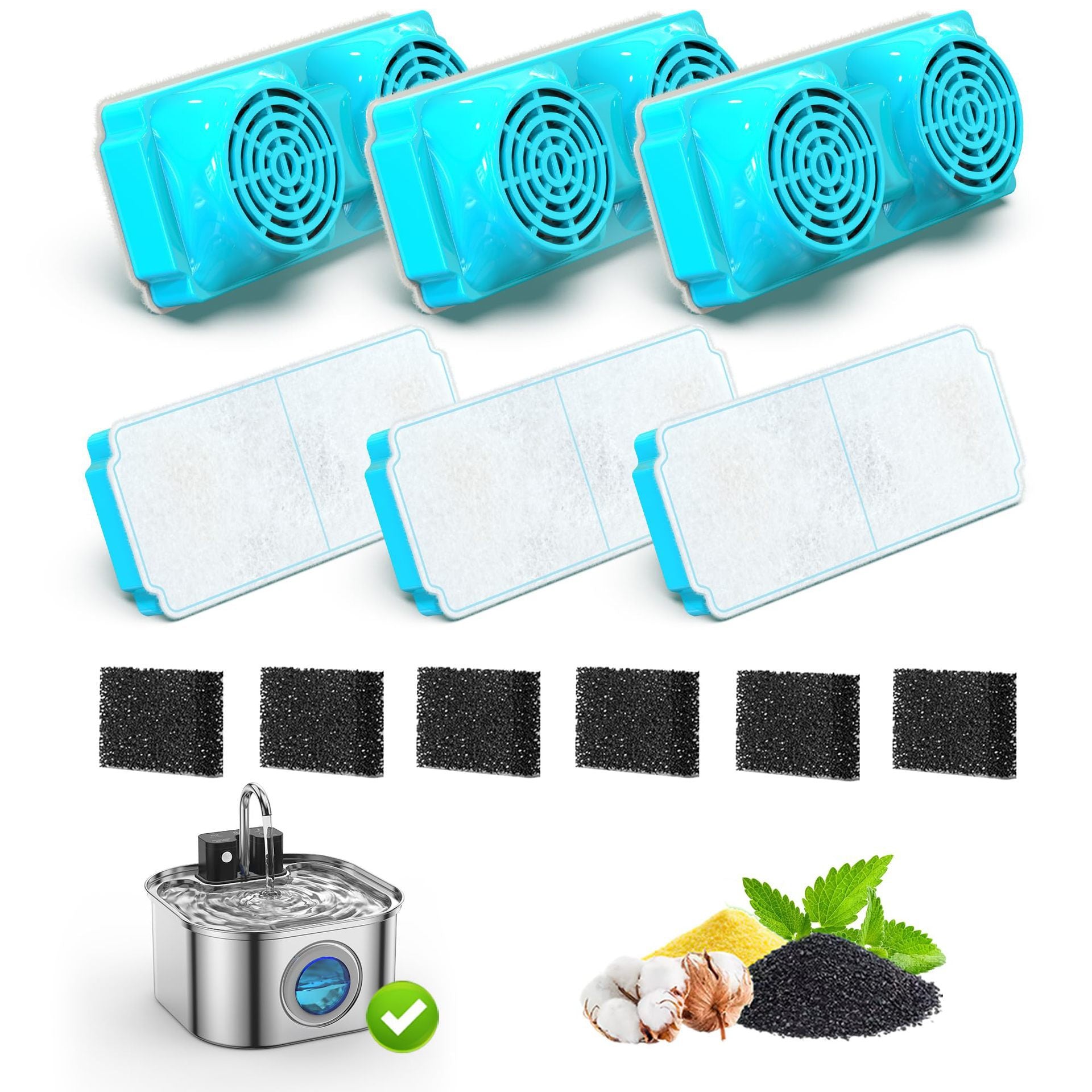 Double layer coconut carbon replacement filters for pet water fountains, view 7