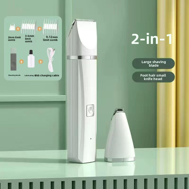 Compact Pet Hair Clipper with Interchangeable Blades, Quiet Trimmer