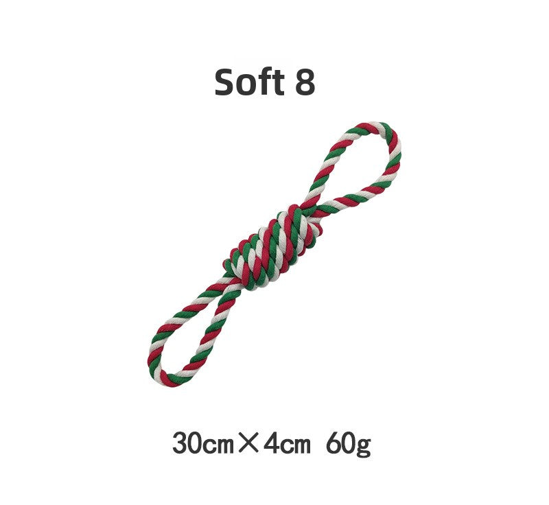 Christmas cotton rope dog toy set with knots for chewing and tug - view 14